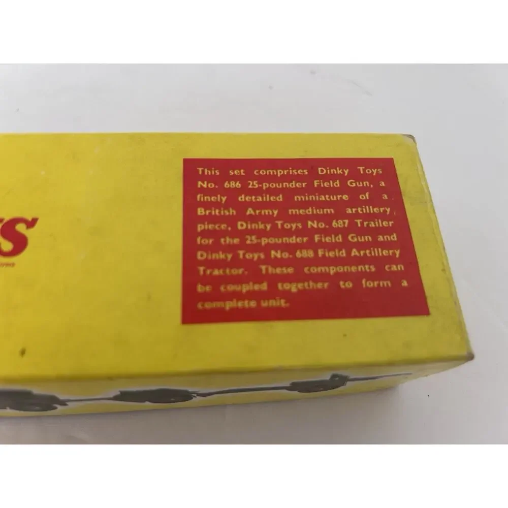 Vintage Dinky Toys 697 25-Pounder Field Gun Set W/Box
